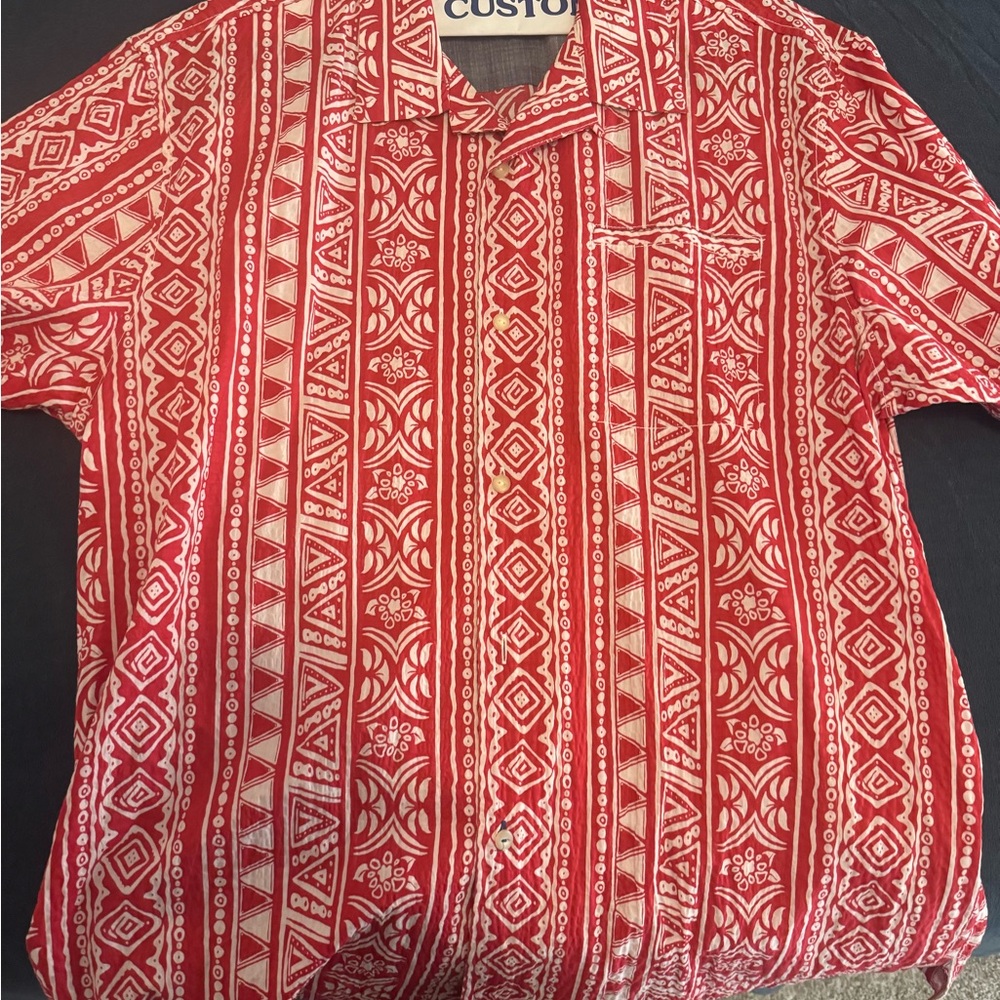 Tommy Bahama Red Geometric Men's Shirt